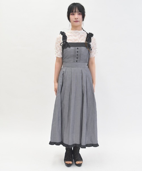 axes femme(アクシーズファム)の「バラ刺繍ギャザーフリルジャンスカ(ワンピース・レディース・ホワイト/サックスブルー/ブラック・FREE)」の7枚目の写真