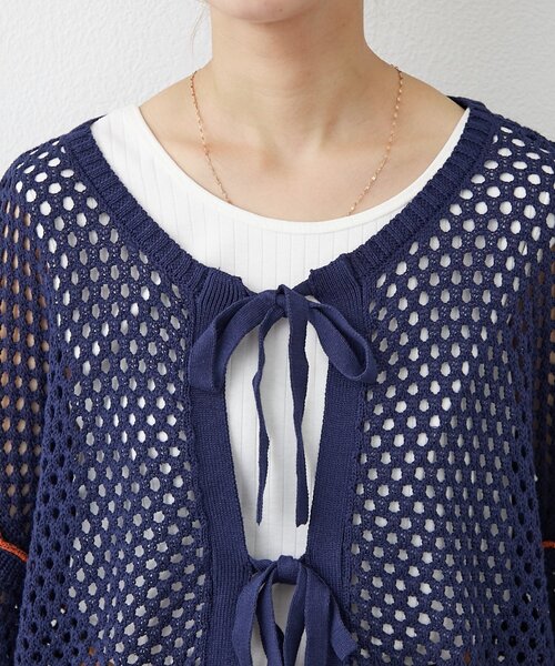 HELLO.SANFRANCISCO（ハローサンフランシスコ）の「【HELLO.SANFRANCISCO】配色メローメッシュ2wayカーデ（カーディガン/ボレロ・レディース・レッド/ネイビー/オレンジ/グレー・ONE SIZE）」の21枚目の写真