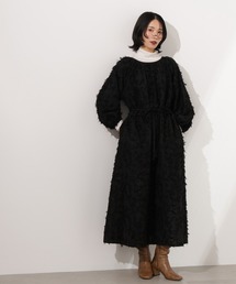 【PS/低身長サイズ】カットジャガードギャザーワンピース