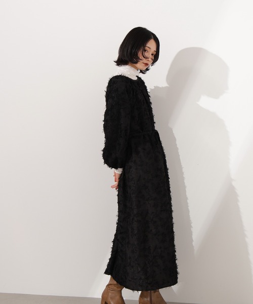 N.（N. Natural Beauty Basic）（エヌエヌナチュラルビューティーベーシック）の「【PS/低身長サイズ】カットジャガードギャザーワンピース（ワンピース・レディース・ブラック/グレー・PS/MEDIUM）」の17枚目の写真