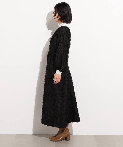 N.（N. Natural Beauty Basic）（エヌエヌナチュラルビューティーベーシック）の「【PS/低身長サイズ】カットジャガードギャザーワンピース（ワンピース・レディース・ブラック/グレー・PS/MEDIUM）」の19枚目の写真