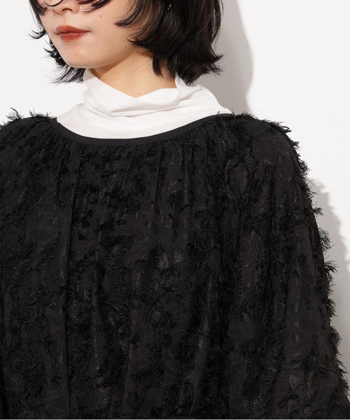 N.（N. Natural Beauty Basic）（エヌエヌナチュラルビューティーベーシック）の「【PS/低身長サイズ】カットジャガードギャザーワンピース（ワンピース・レディース・ブラック/グレー・PS/MEDIUM）」の21枚目の写真