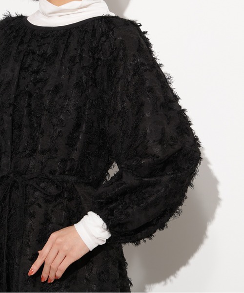 N.（N. Natural Beauty Basic）（エヌエヌナチュラルビューティーベーシック）の「【PS/低身長サイズ】カットジャガードギャザーワンピース（ワンピース・レディース・ブラック/グレー・PS/MEDIUM）」の11枚目の写真