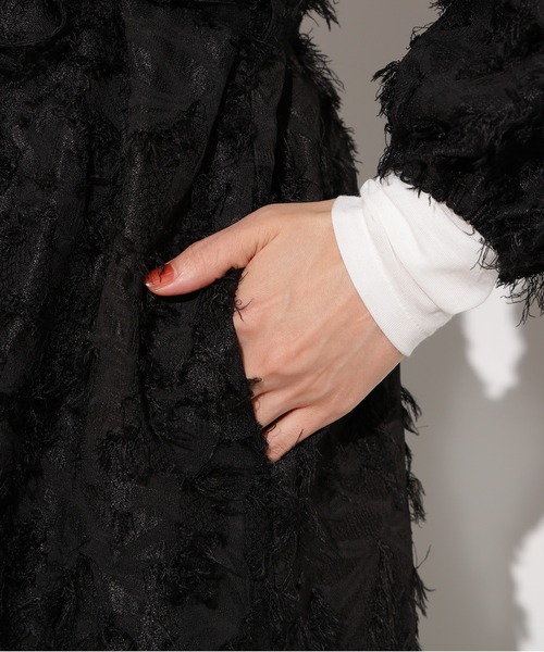 N.（N. Natural Beauty Basic）（エヌエヌナチュラルビューティーベーシック）の「【PS/低身長サイズ】カットジャガードギャザーワンピース（ワンピース・レディース・ブラック/グレー・PS/MEDIUM）」の12枚目の写真