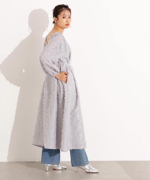 N.（N. Natural Beauty Basic）（エヌエヌナチュラルビューティーベーシック）の「【PS/低身長サイズ】カットジャガードギャザーワンピース（ワンピース・レディース・ブラック/グレー・PS/MEDIUM）」の16枚目の写真