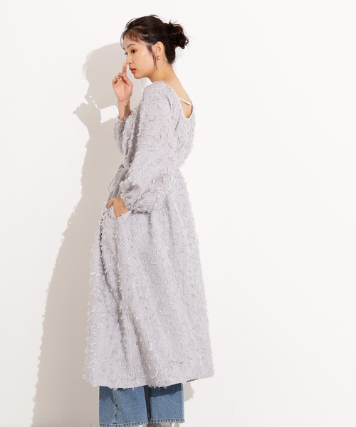 N.（N. Natural Beauty Basic）（エヌエヌナチュラルビューティーベーシック）の「【PS/低身長サイズ】カットジャガードギャザーワンピース（ワンピース・レディース・ブラック/グレー・PS/MEDIUM）」の5枚目の写真