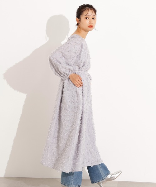 N.（N. Natural Beauty Basic）（エヌエヌナチュラルビューティーベーシック）の「【PS/低身長サイズ】カットジャガードギャザーワンピース（ワンピース・レディース・ブラック/グレー・PS/MEDIUM）」の6枚目の写真