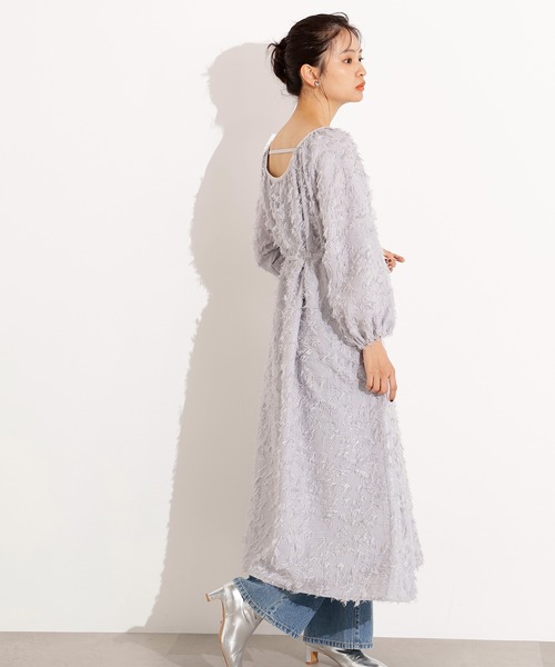 N.（N. Natural Beauty Basic）（エヌエヌナチュラルビューティーベーシック）の「【PS/低身長サイズ】カットジャガードギャザーワンピース（ワンピース・レディース・ブラック/グレー・PS/MEDIUM）」の7枚目の写真