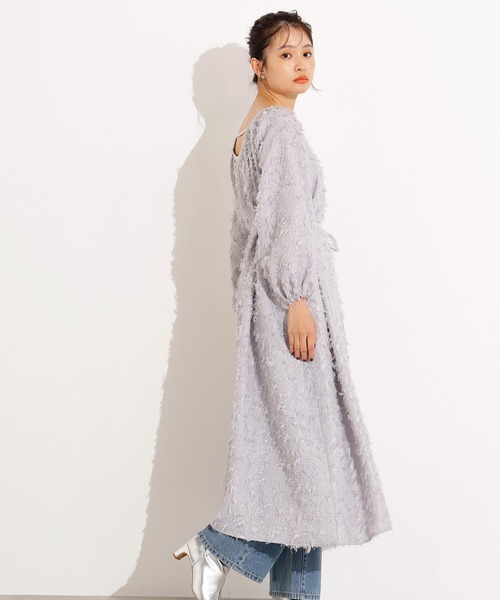 N.（N. Natural Beauty Basic）（エヌエヌナチュラルビューティーベーシック）の「【PS/低身長サイズ】カットジャガードギャザーワンピース（ワンピース・レディース・ブラック/グレー・PS/MEDIUM）」の9枚目の写真