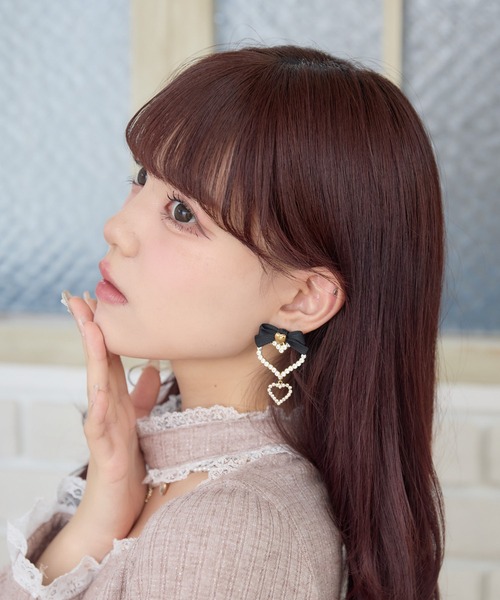 ROJITA(ロジータ)の「トリプルハートイヤリング(イヤリング・レディース・ピンク/ボルドー/ブラック・FREE)」の14枚目の写真