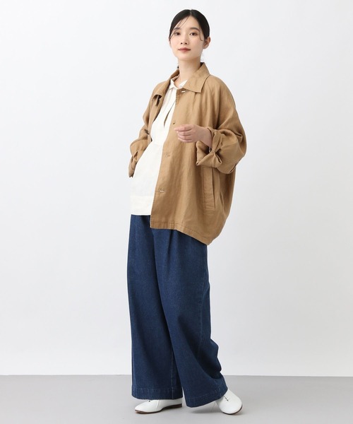 studio CLIP（スタディオクリップ）の「《先行予約/natural by clip》リネンツイルコクーンコート（チェスターコート・レディース・ベージュ・FREE）」の6枚目の写真