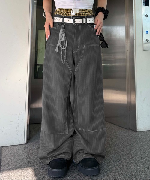 sedacle(セダクル)の「ステッチダブルニースラックス(スラックス・レディース・ネイビー/ブラック/グレー・SMALL/MEDIUM/LARGE)」の2枚目の写真