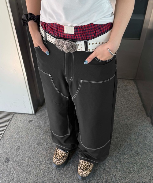 sedacle(セダクル)の「ステッチダブルニースラックス(スラックス・レディース・ネイビー/ブラック/グレー・SMALL/MEDIUM/LARGE)」の1枚目の写真