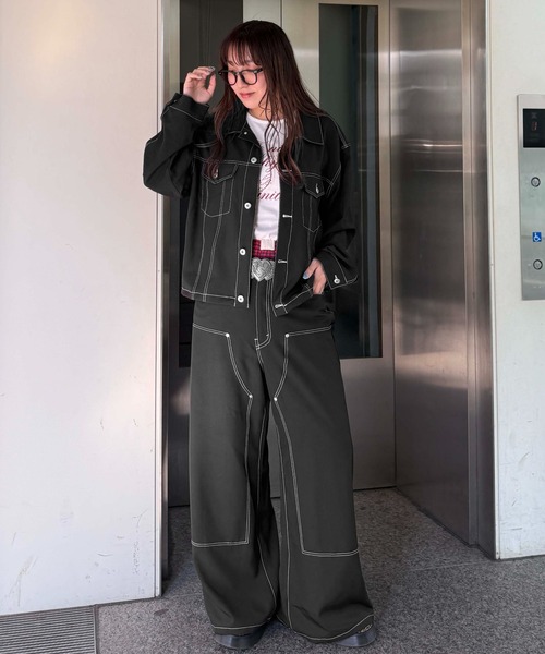 sedacle(セダクル)の「ステッチダブルニースラックス(スラックス・レディース・ネイビー/ブラック/グレー・SMALL/MEDIUM/LARGE)」の11枚目の写真