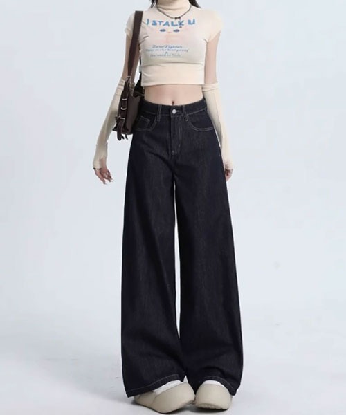 urge:(アージコロン )の「【URGE:】ハイウエスト ワイド バギー デニム パンツ(デニムパンツ・レディース・ネイビー・SMALL/MEDIUM/LARGE/X-LARGE)」の5枚目の写真