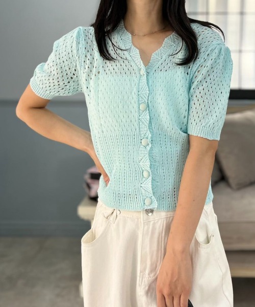 mebole(メボレ)の「Slim Mesh Cardigan(カーディガン/ボレロ・レディース・ブラック/ブルー/ホワイト・FREE)」の3枚目の写真