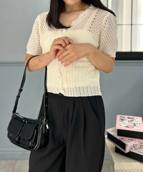 mebole(メボレ)の「Slim Mesh Cardigan(カーディガン/ボレロ・レディース・ブラック/ブルー/ホワイト・FREE)」の7枚目の写真