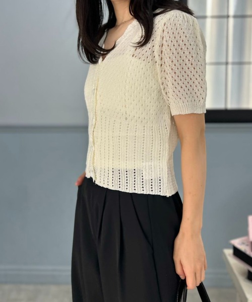mebole(メボレ)の「Slim Mesh Cardigan(カーディガン/ボレロ・レディース・ブラック/ブルー/ホワイト・FREE)」の8枚目の写真