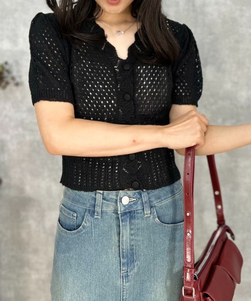 mebole(メボレ)の「Slim Mesh Cardigan(カーディガン/ボレロ・レディース・ブラック/ブルー/ホワイト・FREE)」の20枚目の写真