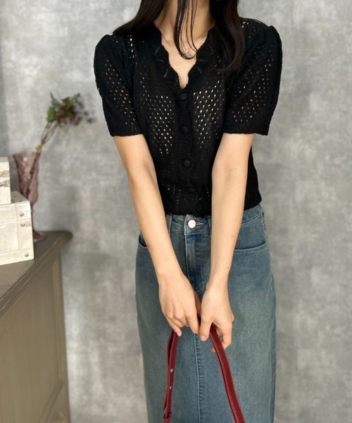 mebole(メボレ)の「Slim Mesh Cardigan(カーディガン/ボレロ・レディース・ブラック/ブルー/ホワイト・FREE)」の19枚目の写真