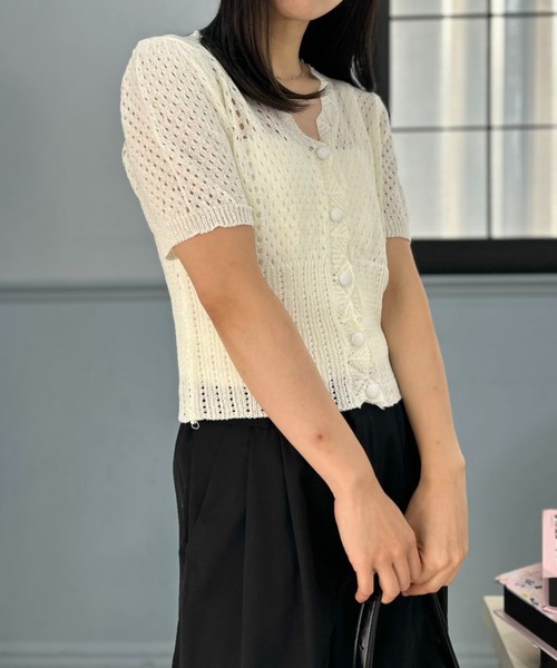 mebole(メボレ)の「Slim Mesh Cardigan(カーディガン/ボレロ・レディース・ブラック/ブルー/ホワイト・FREE)」の9枚目の写真