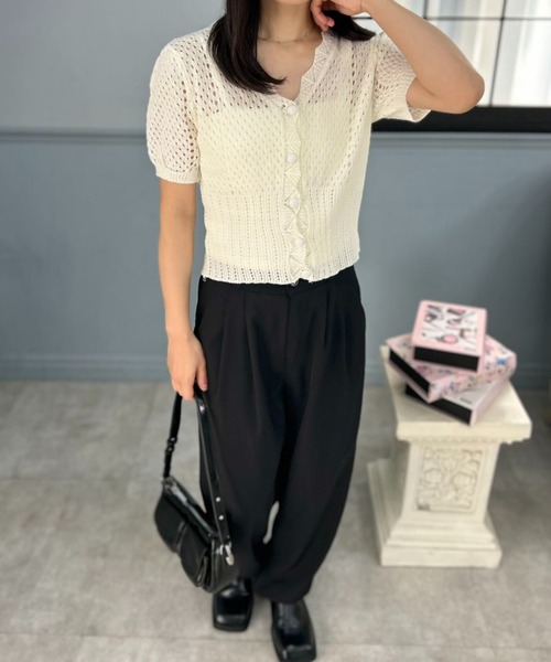 mebole(メボレ)の「Slim Mesh Cardigan(カーディガン/ボレロ・レディース・ブラック/ブルー/ホワイト・FREE)」の13枚目の写真