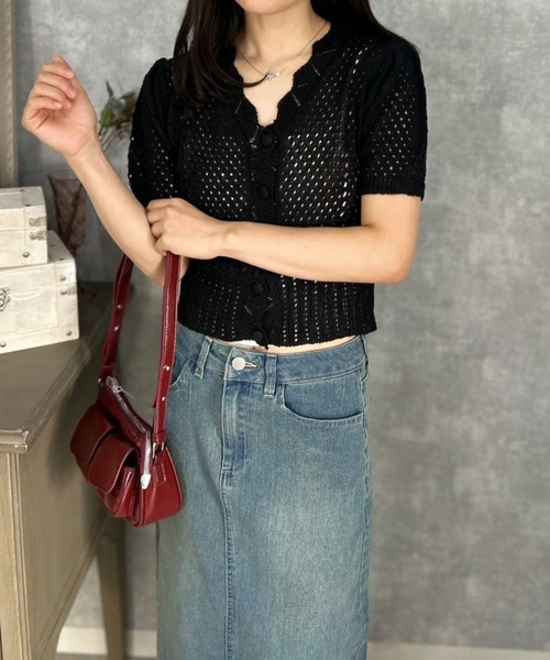 mebole(メボレ)の「Slim Mesh Cardigan(カーディガン/ボレロ・レディース・ブラック/ブルー/ホワイト・FREE)」の22枚目の写真
