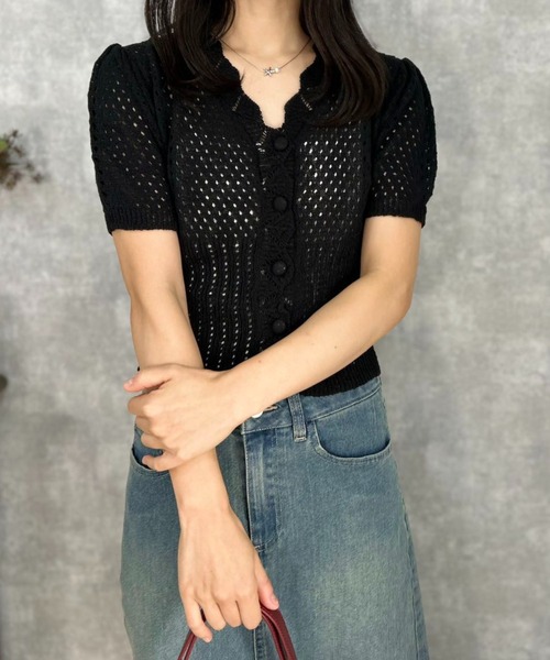 mebole(メボレ)の「Slim Mesh Cardigan(カーディガン/ボレロ・レディース・ブラック/ブルー/ホワイト・FREE)」の17枚目の写真