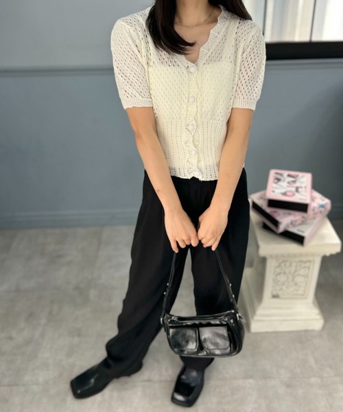 mebole(メボレ)の「Slim Mesh Cardigan(カーディガン/ボレロ・レディース・ブラック/ブルー/ホワイト・FREE)」の15枚目の写真