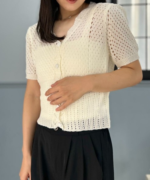 mebole(メボレ)の「Slim Mesh Cardigan(カーディガン/ボレロ・レディース・ブラック/ブルー/ホワイト・FREE)」の6枚目の写真