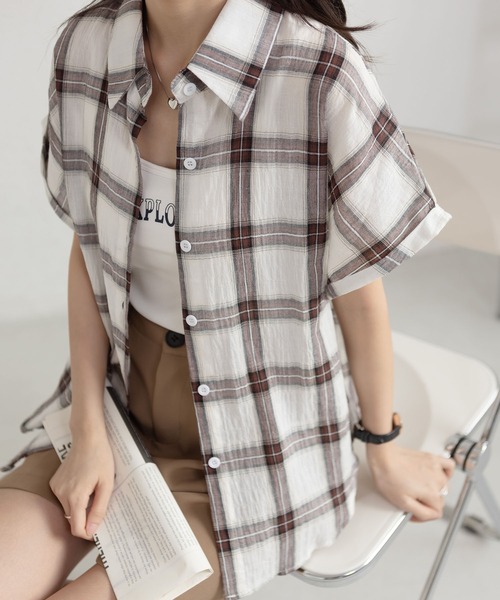MAISON DE THERESE(メゾン ド テレーズ)の「チェック柄 ショートカラー 半袖シャツ(シャツ/ブラウス・レディース・B/C/A・S/M/L)」の11枚目の写真