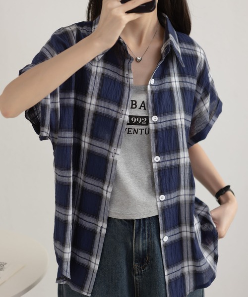 MAISON DE THERESE(メゾン ド テレーズ)の「チェック柄 ショートカラー 半袖シャツ(シャツ/ブラウス・レディース・B/C/A・S/M/L)」の13枚目の写真