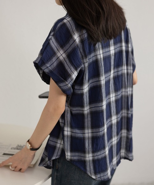 MAISON DE THERESE(メゾン ド テレーズ)の「チェック柄 ショートカラー 半袖シャツ(シャツ/ブラウス・レディース・B/C/A・S/M/L)」の14枚目の写真