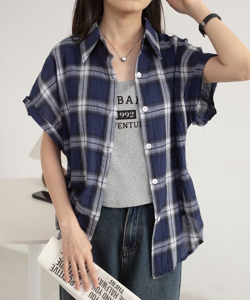 MAISON DE THERESE(メゾン ド テレーズ)の「チェック柄 ショートカラー 半袖シャツ(シャツ/ブラウス・レディース・B/C/A・S/M/L)」の16枚目の写真