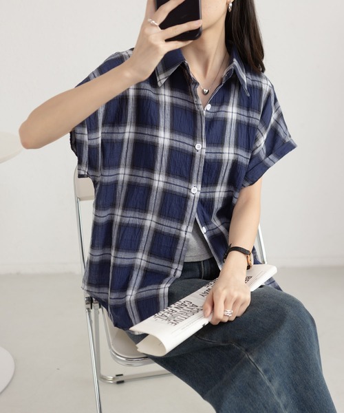 MAISON DE THERESE(メゾン ド テレーズ)の「チェック柄 ショートカラー 半袖シャツ(シャツ/ブラウス・レディース・B/C/A・S/M/L)」の17枚目の写真