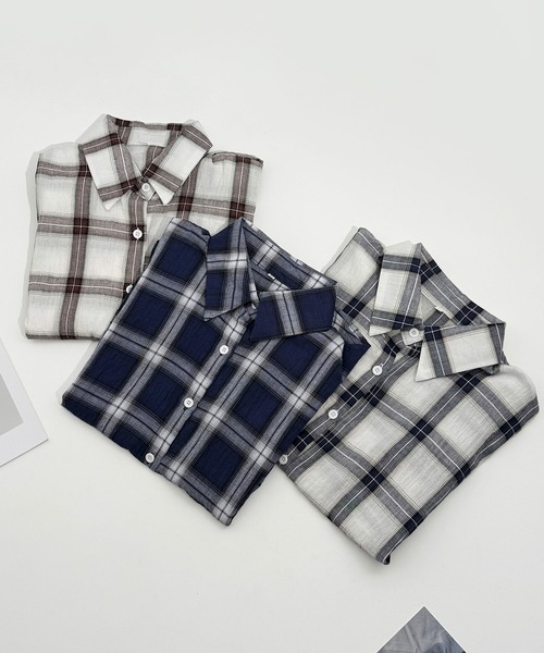 MAISON DE THERESE(メゾン ド テレーズ)の「チェック柄 ショートカラー 半袖シャツ(シャツ/ブラウス・レディース・B/C/A・S/M/L)」の4枚目の写真
