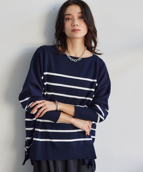 BARNYARDSTORM（バンヤードストーム）の「BARNYARDSTORM / ボートネックボリュームニット【WEB限定カラー】（ニット/セーター・レディース・グレー/ネイビー/パープル/キャメル・FREE）」の7枚目の写真