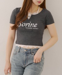ホルターネックレースTシャツ