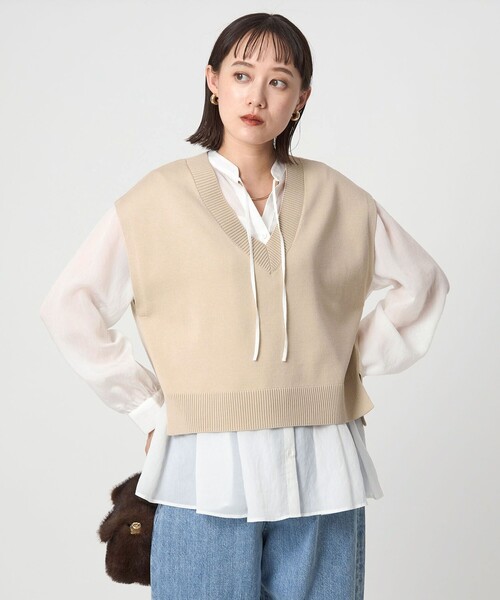CPG GOLF グリーン Vネック ベスト WOMEN Vネックニットベスト バーガンディー