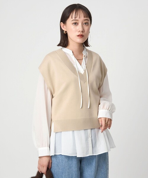 セール】Vネック ニット ベスト（ベスト）｜green label relaxing