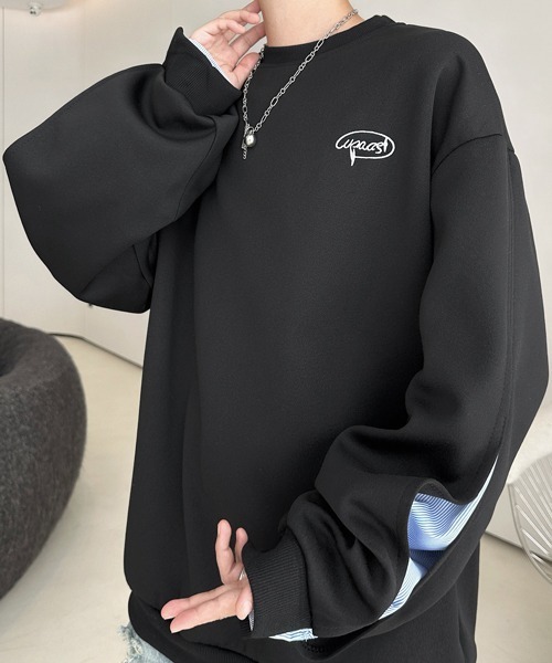 FVLMEN(フルメン)の「【FVLMEN】fake layered stripe shirt sweat pullover/フェイクレイヤード ストライプ シャツ スウェット プルオーバー(スウェット・メンズ・ブラック/グレー・X-LARGE/LARGE/MEDIUM)」の8枚目の写真