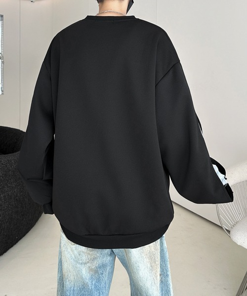 FVLMEN(フルメン)の「【FVLMEN】fake layered stripe shirt sweat pullover/フェイクレイヤード ストライプ シャツ スウェット プルオーバー(スウェット・メンズ・ブラック/グレー・X-LARGE/LARGE/MEDIUM)」の12枚目の写真