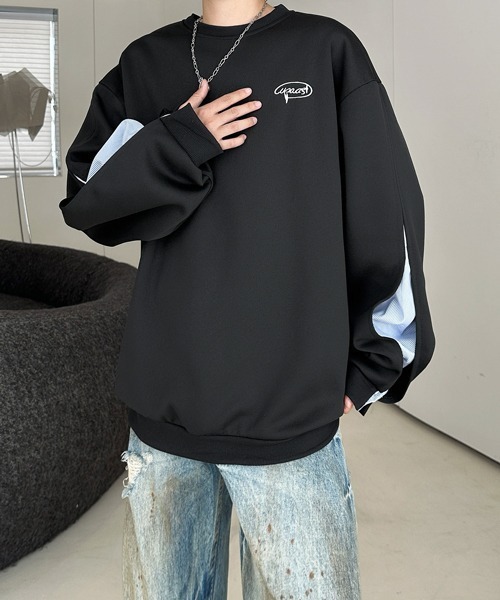 FVLMEN(フルメン)の「【FVLMEN】fake layered stripe shirt sweat pullover/フェイクレイヤード ストライプ シャツ スウェット プルオーバー(スウェット・メンズ・ブラック/グレー・X-LARGE/LARGE/MEDIUM)」の11枚目の写真