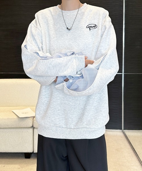 FVLMEN(フルメン)の「【FVLMEN】fake layered stripe shirt sweat pullover/フェイクレイヤード ストライプ シャツ スウェット プルオーバー(スウェット・メンズ・ブラック/グレー・X-LARGE/LARGE/MEDIUM)」の16枚目の写真