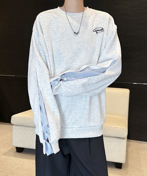 FVLMEN(フルメン)の「【FVLMEN】fake layered stripe shirt sweat pullover/フェイクレイヤード ストライプ シャツ スウェット プルオーバー(スウェット・メンズ・ブラック/グレー・X-LARGE/LARGE/MEDIUM)」の18枚目の写真