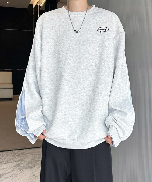FVLMEN(フルメン)の「【FVLMEN】fake layered stripe shirt sweat pullover/フェイクレイヤード ストライプ シャツ スウェット プルオーバー(スウェット・メンズ・ブラック/グレー・X-LARGE/LARGE/MEDIUM)」の21枚目の写真