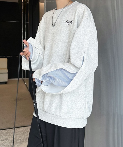 FVLMEN(フルメン)の「【FVLMEN】fake layered stripe shirt sweat pullover/フェイクレイヤード ストライプ シャツ スウェット プルオーバー(スウェット・メンズ・ブラック/グレー・X-LARGE/LARGE/MEDIUM)」の20枚目の写真