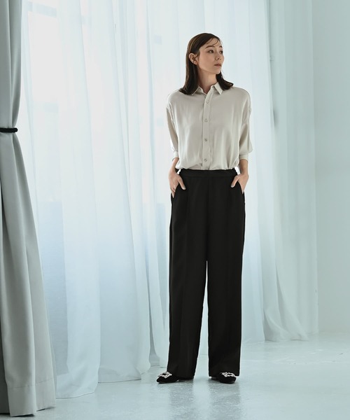 STYLE DELI(スタイルデリ)の「【Kana Oyama×BLK001】ワイドパンツ(その他パンツ・レディース・ブラック/ネイビー・FREE)」の3枚目の写真