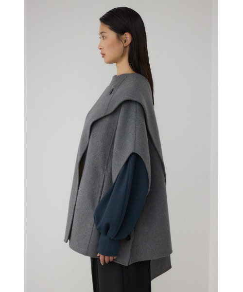 moussy新品黒 ポンチョ レディース アウターストール付き ポンチョ レディース フード付 ストール 大判 チェック タータン