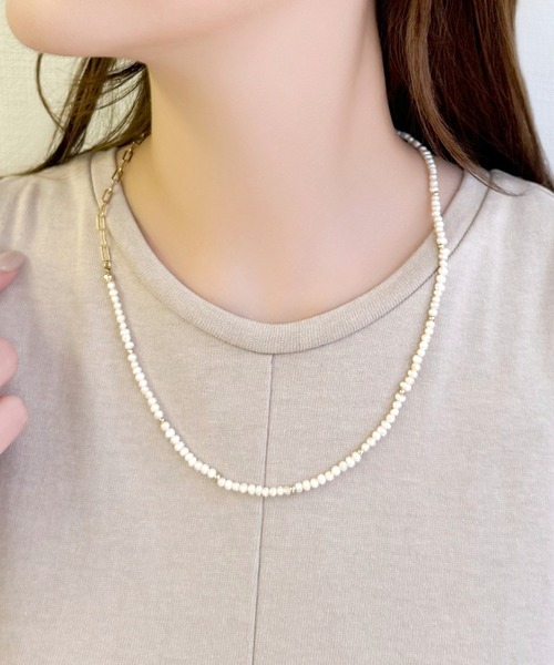 Phoebe(フィービィー)の「フレッシュウォーターパールチョーカーネックレス/連パール/淡水パール/39cm~50cm(ネックレス・レディース・ホワイト・FREE)」の3枚目の写真